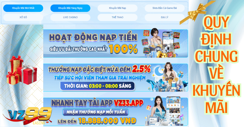 Quy định chung về Khuyến mãi VZ99
